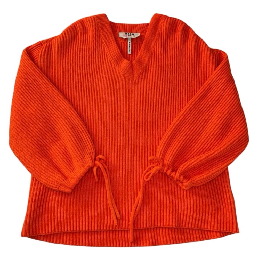 MSGM Oversized Tie Sleeve Sweater, Orange, Sz. S